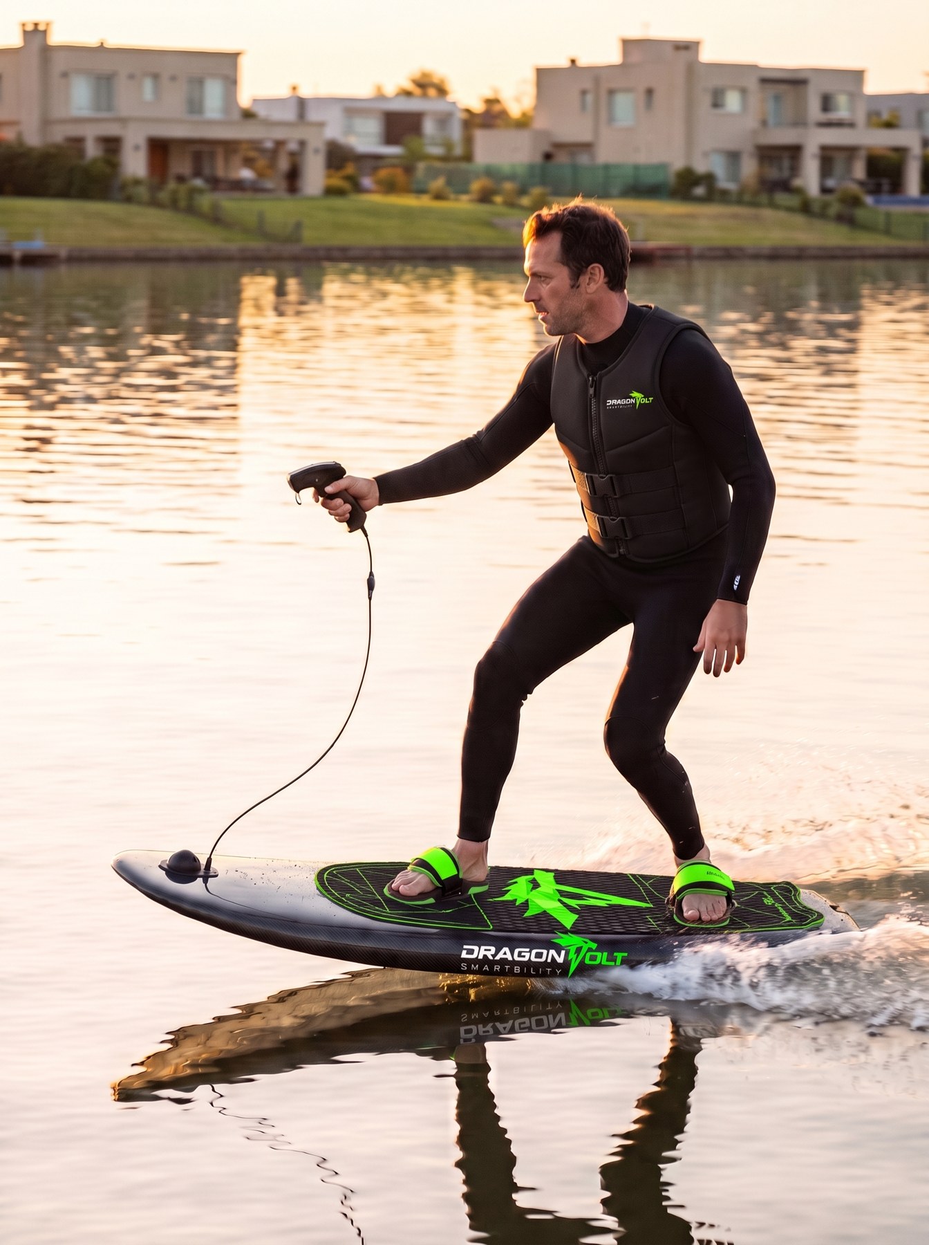 Electric Surf Board en la laguna de un barrio privado